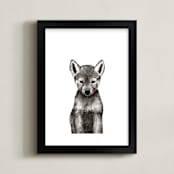 "Baby Animal Wolf" - Art Print in Ash by Cass Loh - Framed