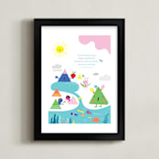 "In The Beginning" - Art Print in Aqua Blue by Chi Hey Lee - Framed