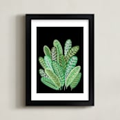 "Banana Leaf Bouquet II" - Art Print in Tropical Green by Madeline Trait - Framed
