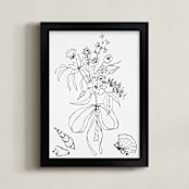 "Beach Bouquet" - Art Print in Ink Black by Nicole Simms - Framed
