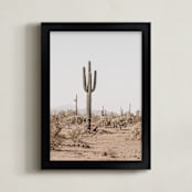 "Mighty Saguaro" - Art Print in Muted Desert Green by Janet Cruz - Framed