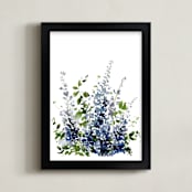"Delphinium Sapphire" - Art Print in Blanc by Leah Bisch - Framed