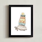 "Taking Home W/U: Traveling Tortoise" - Art Print in vintage luggage by Lauren Rogoff - Framed