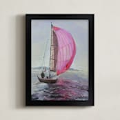 "Pink Sail" - Art Print in Pink by Rachel Roe - Framed