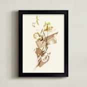 "Wild Pressed Plants" - Art Print in Beige and Ocre by Oana Prints - Framed