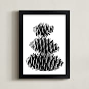 "Stacked Pine Cones" - Art Print in black and white by Alexis Arnold - Framed