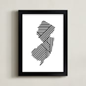 "State Lines, New Jersey" - Art Print in Black by Owl and Toad - Framed