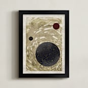 "Journey of the Souls" - Art Print in Vintage Gold by Faiza Khan - Framed