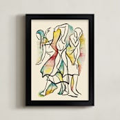 "Movement V, abstract figurative" - Art Print in Straw by Kathleen Ney - Framed