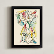 "Movement VI, Figurative Abstract" - Art Print in Straw by Kathleen Ney - Framed