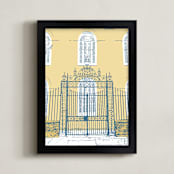 "Charleston Iron Work" - Art Print in Pineapple by Shannon Kohn - Framed