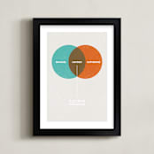 "Baby Venn Diagram" - Personalized Art Print in Blue Orange by Shari Margolin - Framed
