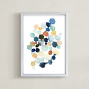 "Hexagon Cluster" - Art Print in Turquoise by Yao Cheng Design - Framed