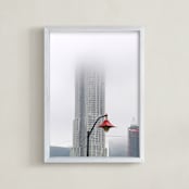 "When the Fog Clears" - Art Print in Foggy Blue by Sadye Sagov - Framed