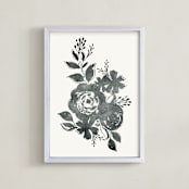 "Dark Florals no. 1" - Art Print in Ink by Alethea and Ruth - Framed