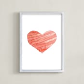 "heart stripes in watercolor" - Art Print in Rose by Belia Simm - Framed