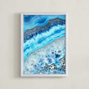 "Blue Geode " - Art Print in bold blue by Shine Haus Collective - Framed