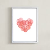 "bubble hearts in watercolor" - Art Print in Rose by Belia Simm - Framed