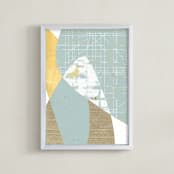 "Modular" - Art Print in Pale Blue by Amy Lighthall - Framed