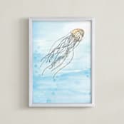 "Float On" - Art Print in Ocean by Lily Hanna - Framed
