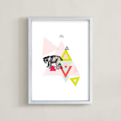 "Bear Geo" - Art Print in Dusty Pink by Lady Noble - Framed
