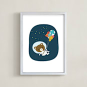"Astro Bear" - Art Print in Space Navy by Char-Lynn Griffiths - Framed