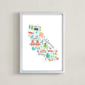 "California Kids Map" - Art Print in Carnival by Jessie Steury - Framed