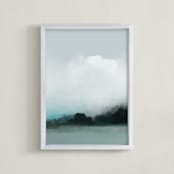 "Anchored Here I" - Art Print in Blue Grey by Shraddha Dharia - Framed