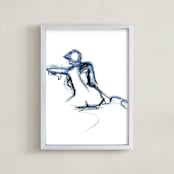 "Seated in Blue" - Art Print in Soft Blue by Eva Marion - Framed