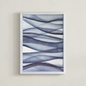 "Waves in Blue" - Art Print in Indigo by Karen Kardatzke - Framed