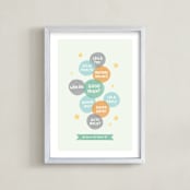 "Good Night World" - Personalized Art Print in Mint by Olivia Raufman - Framed