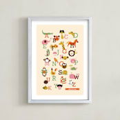 "Animal A to Z" - Personalized Art Print in Vermillion by Anais Lee - Framed