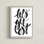 "Let's Get Lost" - Art Print in Painted Black by Sam Dubeau - Framed