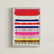 "Linked No 3" - Art Print in Ruby Red by HAPI ART - Framed