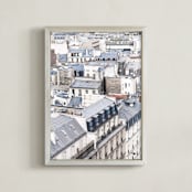 "Dancing Rooftops" - Art Print in Blue by Anna Argiropoulos - Framed