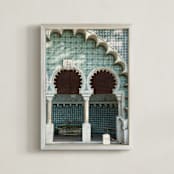 "Fonte Mourisca" - Art Print in Teal by Heather Deffense - Framed