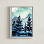 "Into the Woods" - Art Print in Teal by Kelsey McNatt - Framed