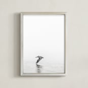 "Pelican on Lake" - Art Print in Medium Grey by Mary Ann Glynn-Tusa - Framed