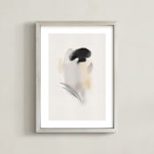 "chickadee" - Art Print in Neutral Beige by Christa Kimble - Framed