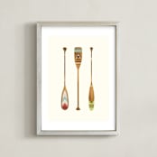 "Let's Get Paddles" - Art Print in Wood by SUWACHI - Framed
