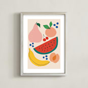 "Fruit Bowl" - Art Print in Peach by Vera Lim - Framed