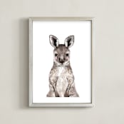 "Baby Kangaroo" - Art Print in hazelnut by Cass Loh - Framed