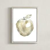"Eat More Fruits - Apple" - Art Print in Neutral Beige by Susanne Kasielke - Framed