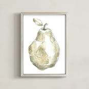 "Eat More Fruits - Pear" - Art Print in Neutral Beige by Susanne Kasielke - Framed
