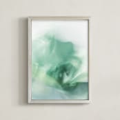 "Green Swell" - Art Print in Teal Green by Karen Kardatzke - Framed