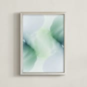 "Fading Petals" - Art Print in Greenish Blue by Karen Kardatzke - Framed