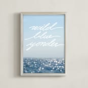 "Wild Bleu Yonder" - Art Print in White by Carole Crohan - CaroleeXpressions - Framed