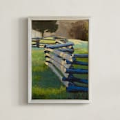 "Split Rail" - Art Print in Meadow green by Rachel Nelson - Framed