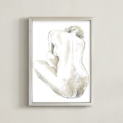"Quiet Woman" - Art Print in Neutral Beige by Susanne Kasielke - Framed