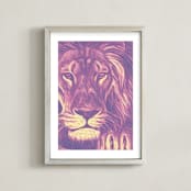 "Mane Attraction" - Art Print in Regal Lion Mane Purple by Mariecor Agravante - Framed